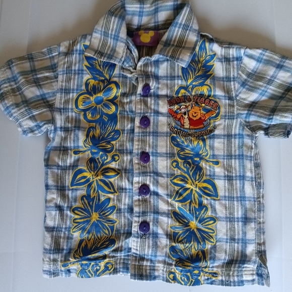 Disney Pooh & Tigger Embroidered Hawaiian Style Surfing Buddies Buttonup - Picture 1 of 4